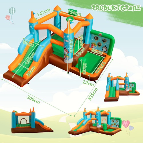 Aufblasbare Hüpfburg Kinder Springburg Spielburg mit Pinguinmotiven & Rutsche - Bild 8 von 8