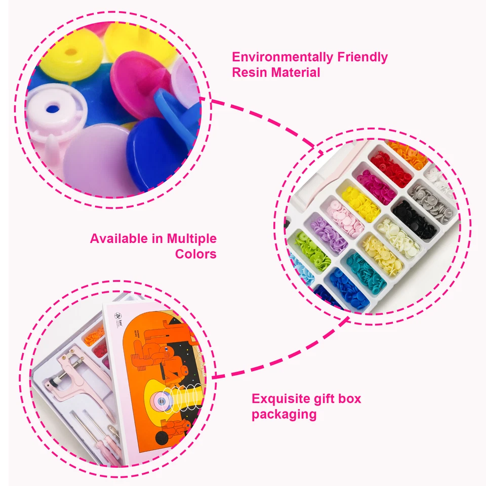 Eco Friendly Resin Buttons Set Installation Tools Concealed Buttons Sewing DIY - Image 3 of 4