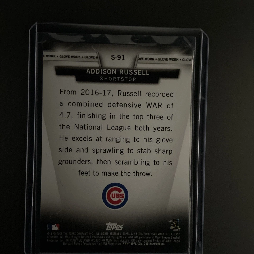 2018 Topps Salute Series 2 Black Addison Russell   /299 Chicago Cubs #S-91 - Image 2 of 2