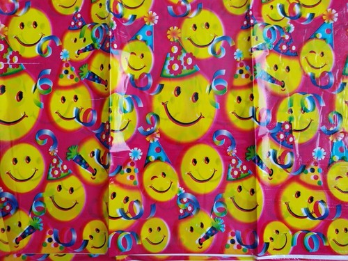 Cubierta de mesa Happy Face decoración adultos y niños fiesta de cumpleaños rostros eventos - Imagen 3 de 3