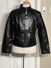Brunello Firenze Pradesi Italy Vegan Women’s Leather Black Jacket Sz 2xl Nwt