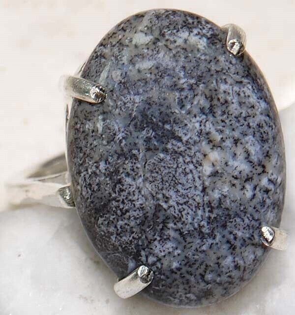 Natural Winter Dendrite Opal 925 Solid Sterling Silver Ring Jewelry Sz 6 @19-3