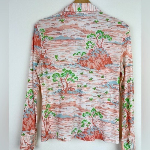 Vintage 70's Novelty Landscape Design Blouse - Picture 7 of 10