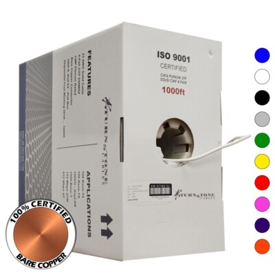 TSCables Cat6 Plenum Pure Copper 1000ft Bulk CMP Cable