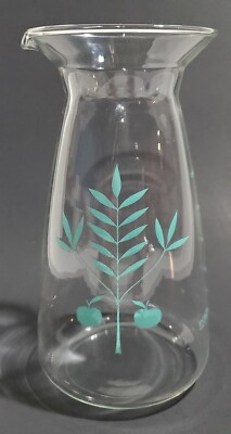 Vtg Pyrex Pitcher Carafe Turquoise Apple Tree Pattern Design 32oz MCM ...