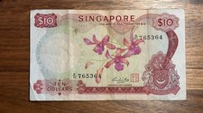 Singapore 10 Dollars 1973 Orchid series Dendrobium Marjorie Ho  Tony Pek  P-3d