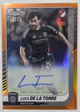 Topps 2025 Chrome MLS Orange Refractor Autograph /25 Luca de la Torre San Diego…