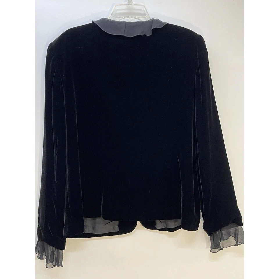 Chaqueta de terciopelo Kate Hill para mujer 18 esmoquin delantero negro botón delantero clásico bruja Foto 2 de 4