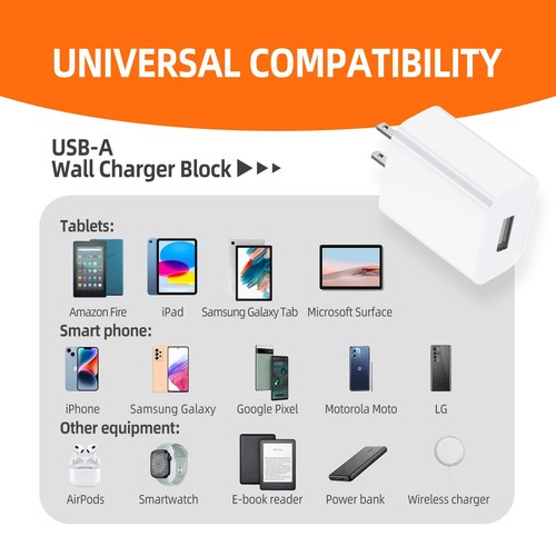 3 Pack USB Wall Charger Block 5V 2A AC Power Adapter Plug 10W for iPhone 13 1... - Photo 3 sur 5