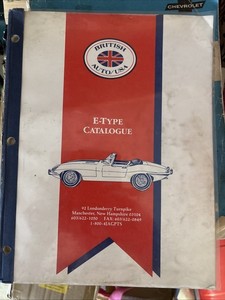 Jaguar E- Type Parts Catalogue British Auto/USA Manchester Catalog List Part#