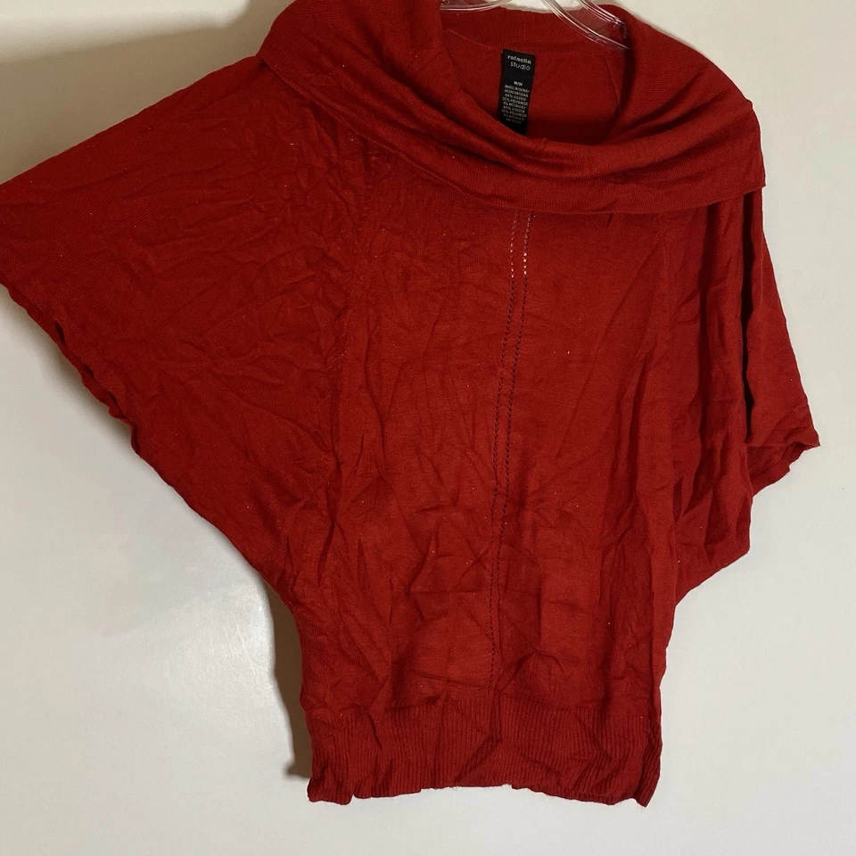 Suéter Rafaella Studio Mujer Mediano Rojo Rio Capucha Cuello Ligero Ala de Murciélago Boho Foto 4 de 4