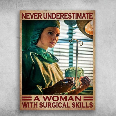 Surgeon Poster - Never Underestimate A Woman, With Surgical Skills, Gift For ...