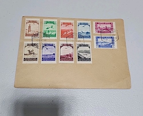 SPAIN MARRUECOS 1948   AIR MAIL 10 ON COVER STAMPS  SET  - Picture 1 of 2