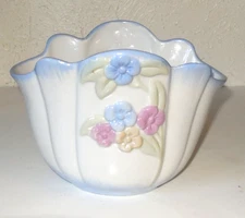 Vintage Blue  Pink on Cream Flower Vase Design Exclusively for You FTD 1992