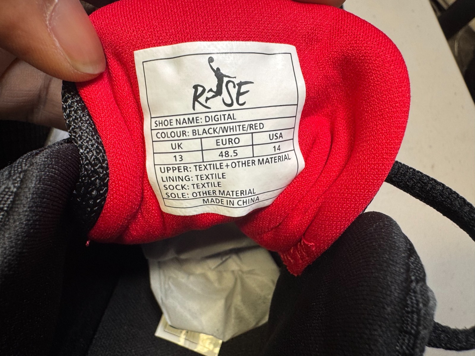 Rise Digital Trainers Black White Red UK 13 EU 48.5 Air Sole Sneakers image 5