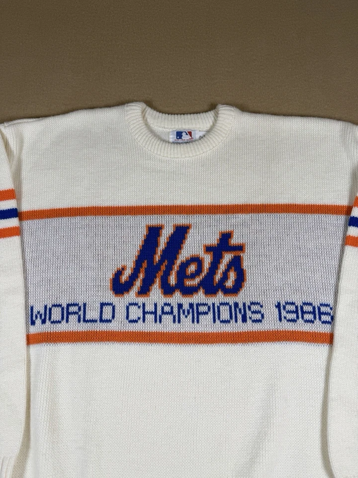 Vintage New York Mets World Champions 1986 World Series Sweater Size Large RARE - Image 2 of 4