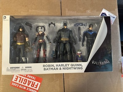 DC Collectibles Batman Arkham City Robin, Harley Quinn, Batman, & Nightwing