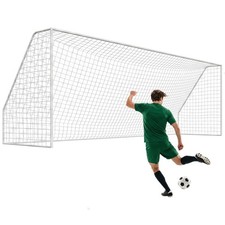 Premium 24x8ft Soccer Goal Regulation Size Steel Frame Football Match Net White