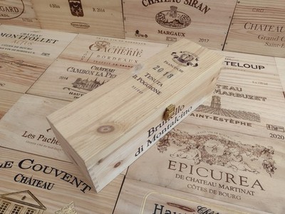 Holz Weinkiste Kiste mit Klappdeckel ~ Tenuta Il Poggione, Italien ~ Original