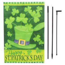 Happy St. Patrick's Day 18" x 12" Garden Flag with Pole