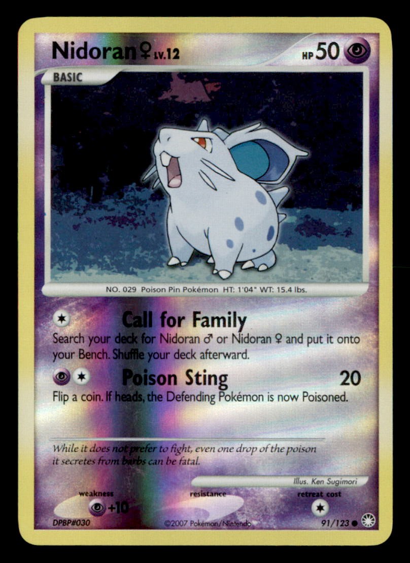 Nidoran F 91/123 Common Mysterious Treasures Pokemon Reverse Holo MP