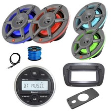 JBL Marine Gauge BT Radio w/Spa Bezel,Adapter, 6.5" 8" LED Speaker, Wire, ANT