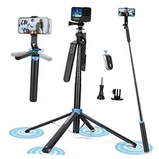  71" Tall Selfie Stick Tripod Quadripod with Remote & with 360° 71inch