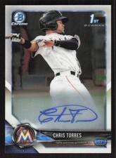 2018 BOWMAN CHROME CHRIS TORRES BCPA-CT MINT 1ST RC AUTOGRAPHS MIAMI MARLINS