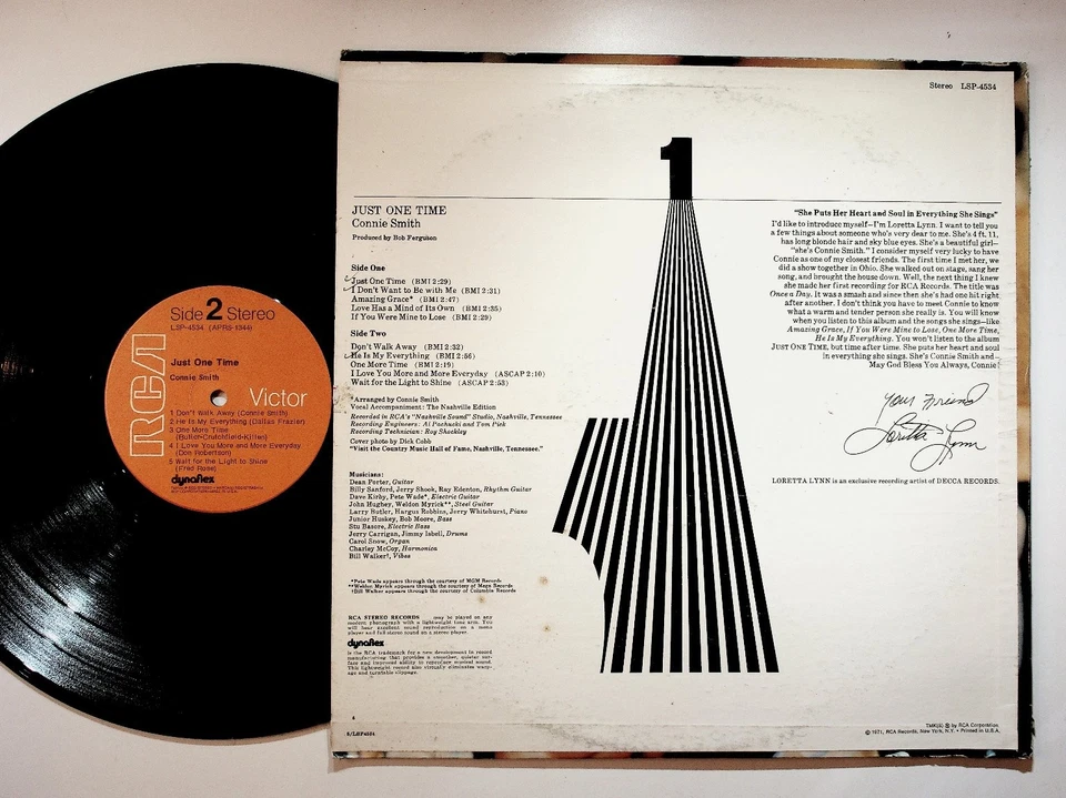 Connie Smith - Just One Time LP Record 1971 RCA Victor Country Stereo 33RPM - Image 2 of 2