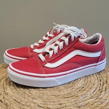 Vans Old Skool Casual Red Low Top,Red/White,Men's/Children's 4.5; Women's 6.0