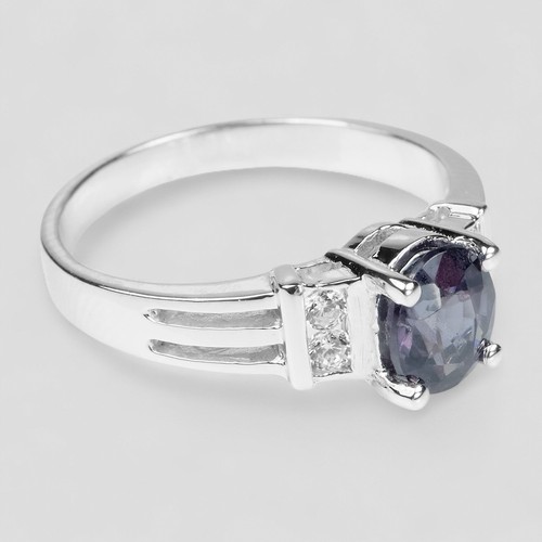 Burma Indigo Purple Spinel 925 Sterling Silver Handmade Finish Fine Rings Size 6 - Picture 3 of 9