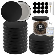 Oui Yogurt Jar Lids metal - 12 Pack Black lids with gasket 12