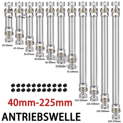 HOMEDIYER 40-225mm Edelstahl Metall Antriebswelle für 1/14 Tamiya RC Traktor LKW Crawler