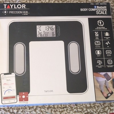 Taylor Precision Hub Bluetooth Body Composition Scale Body Fat BMI Black/White