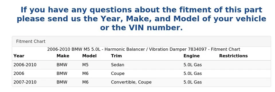 BMW M5 2006-2010 5,0 L - Balanceador armónico/amortiguador de vibración 7834097 Foto 4 de 4