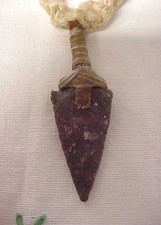 Vintage Natural Stone Arrowhead Pendant on Macrame Necklace 20" Handmade