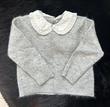Primark Gray Sweater with White Peter Pan Collar - EUC Size 4-5 Years Old