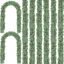 CQURE 72Pcs Eucalyptus Garland,Artificial Leaves 495 Ft, Green 