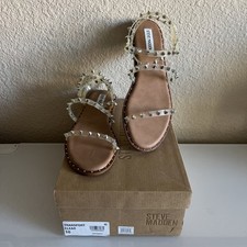 Steve Madden Womens Sandals Transport Clear studded spikes US Size 10 TRAN02S1