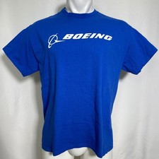 Boeing Signature Logo Royal Blue 100 Cotton T-Shirt Men's LARGE