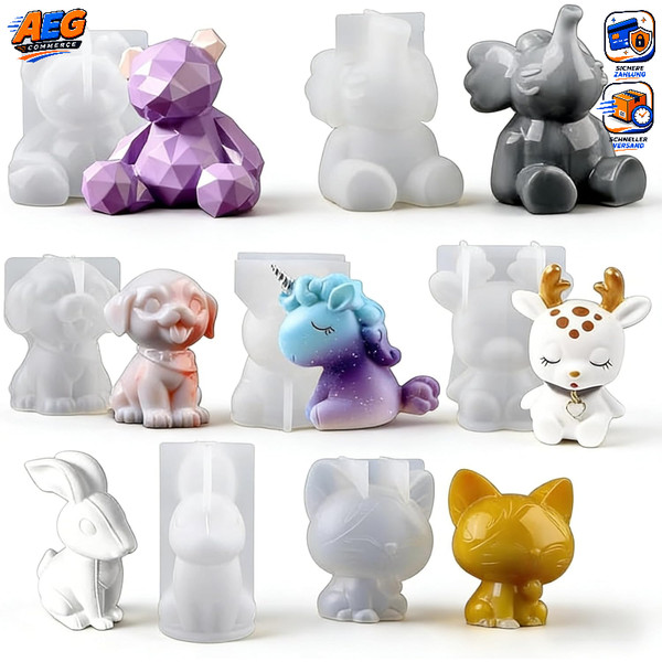 Silikonform Tier Set 3D Einhorn Hase BäR Hirsch Hund Elefant Backform Kuchen-image