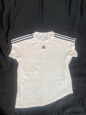 adidas White/Navy 2-Stripes Logo Crew Neck Short Sleeve T-Shirt Womens XS