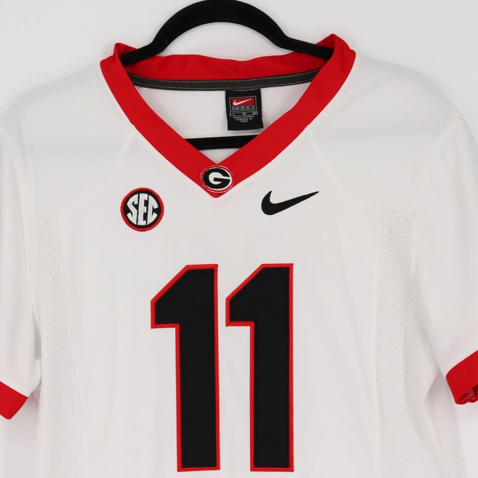 Camiseta de fútbol del equipo Georgia Bulldogs Nike SEC para mujer talla L blanca roja #11 Fromm Foto 2 de 4