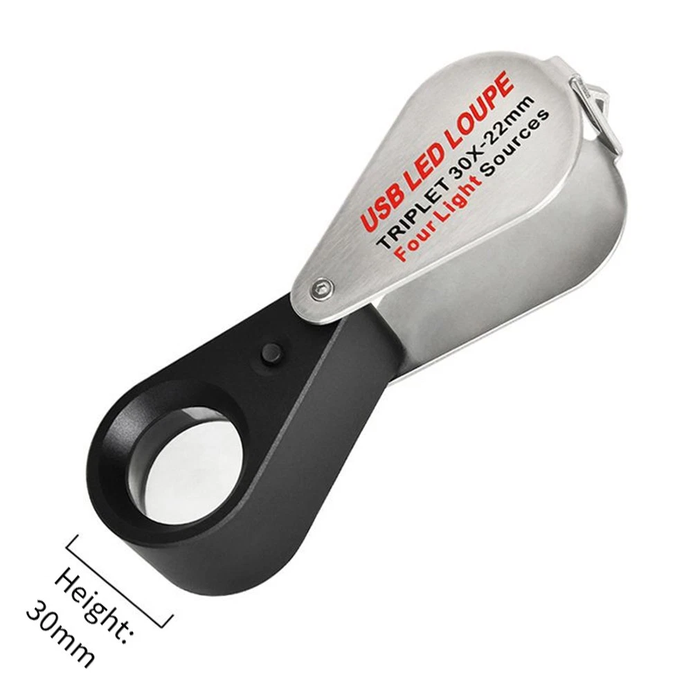Rechargeable Four-Colour Light Source 13LED Magnifier  Jeweler Loupe5762