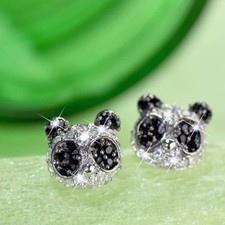 2 Ct Round Cut Real Moissanite Cute Stud Earr...