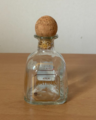 Patron Anejo Tequila 100ml Empty Glass Bottle with Cork
