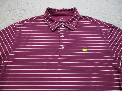 Masters Tech Golf Shirt Mens XL Purple Stripe Polo Augusta National Logo