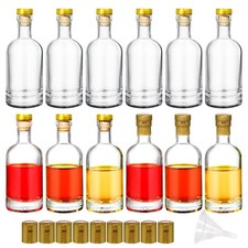 12 Pack 3oz Glass Bottles with Cork Lids, 100ml Clear Liquor Bottles with T-T...