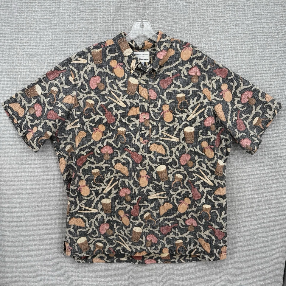 Reyn Spooner Sz 3XL Hawaiian Popover Kloth Music Ukulele Varez Tropical Brown - Image 2 of 4