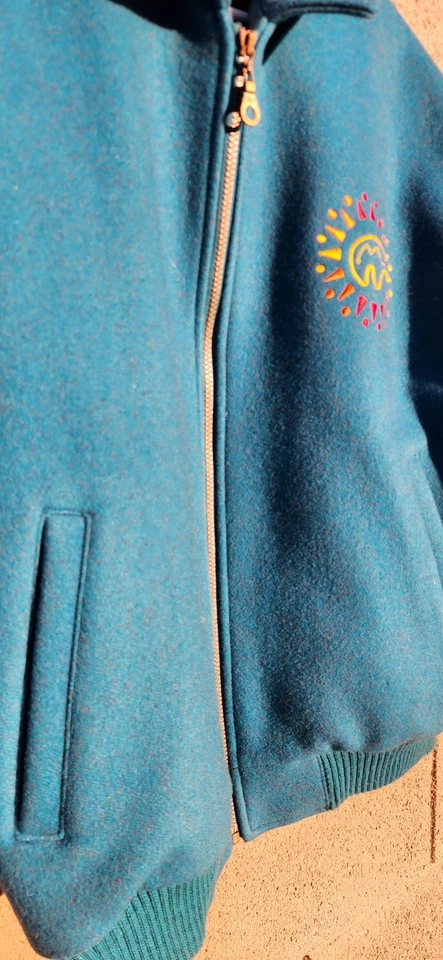 Pendleton RARE Western Wear Wool Bomber Jacket - Teal - Men's L - USA Made - Image 2 of 4